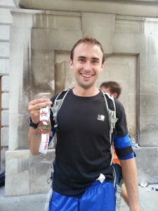 An exhausted but pleased Chris following the run